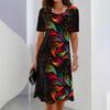 Vestido largo de moda, elegante e informal, con estampado digital 3D, manga corta, gran oferta de comercio exterior transfronterizo 2024