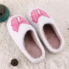 Zapatillas de Algodón Rosas con Lazo para Otoño e Invierno Zapatillas Caseras de Peluche Zapatillas Cálidas para Mujer Pareja Zapatillas Engrosadas