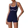 Macacão Esportivo de Yoga Color Block Justo com Bojo, Macacão Fitness de Tênis Sem Mangas Tudo-em-Um do Aliexpress