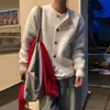 Cardigan de Tricô Myq Relaxed com Gola Redonda Masculino Inverno Solto Quente Jaqueta Suéter Roupa Coreana para o Dia a Dia