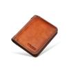 Cartera King Paul para hombre de cuero para licencia de conducir para hombre cartera corta vintage cepillada de triple pliegue bolsa antirrobo para deslizar tarjetas