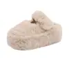Pantuflas de algodón con puntera de felpa, pantuflas de exterior forradas de polar 2026 para mujer, estilo de media pantufla nuevo, mullidas, extra gruesas, talla pequeña, para invierno