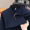 Camiseta de manga larga 100% algodón para hombre, estilo casual otoño old money con cuello camisero, top de color liso, polo de manga larga para hombre