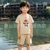 Ropa Infantil Estampada de Algodón y Lino, Nuevo Estilo de Verano, Conjunto de Ropa Infantil Artístico Retro Étnico para Niños Estampado y Bordado, Ropa de Viaje