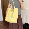2026 Bolso Tote Nuevo de Verano Lindo y Versátil con Gran Capacidad, Diseño Bordado, Bolso de Hombro de Doble Cara para Viajes Diarios para Mujeres, Estilo de Dibujos Animados