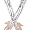 Guantes largos elásticos sexys sin dedos hechos de charol para fiestas de Halloween, actuaciones en el escenario y uso en discotecas