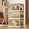 Caixa de Armazenamento Dobrável para Roupas e Colchas, Caixa de Armazenamento Plástica Transparente Doméstica com Rodas, Caixa de Armazenamento de Brinquedos e Lanches com Cinco Portas