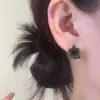 Pendientes Cuadrados Vintage Incrustados con Diamantes, Estilo de Moda Retro Oscuro, Pendientes de Lujo Ligero y de Gama Alta para Mujer