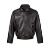Marca de moda Magic Bear, estilo retro americano de viejo dinero, chaqueta de cuero PU holgada, chaqueta de hombre estilo motociclista, cuello de solapa, genial y elegante