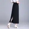 Falda midi lisa y elegante de cintura alta para mujer, nueva colección otoño 2026, falda larga elegante y estilizada con abertura trasera y un diseño que realza la figura