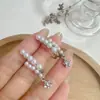Pendientes de Borla de Diamante y Perla con Diseño Geométrico de Estrella de Cinco Puntas Dulces y Delicados Franceses Sentido del Diseño Lujo Accesible Diseño Exquisito Pendientes