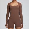 Chal deportivo corto nude transfronterizo nuevo para mujer, chaleco exterior de fitness, chaqueta deportiva, ropa ajustada de manga larga para entrenamiento