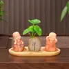 Decoración para el hogar, figuras de monjes estilo Zen, pequeñas estatuas de Buda, decoraciones para sala de estar y oficina, adornos para mesa de centro, jarrones de cerámica, paisajes en miniatura