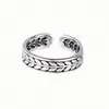 Anillo de paz retro para hombre, estilo moderno y genial, anillo para el dedo índice, plata tailandesa de imitación envejecida, espiga de trigo, anillo individual para hombre