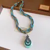 Collar Bohemio Nacional con Pedrería Envuelto Diseño de Nicho Gargantilla de Moda Individual Versátil Joyería al por Mayor