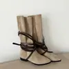 Botas de Cuero Genuino Estilo Mismo de Axi Ge para Mujer, Nuevas Botas Vaqueras Occidentales de Otoño e Invierno, Botas de Monta Versátiles sin Cierre con Punta Fina para Mujer