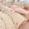Juego de cama de algodón puro grueso para lijar de cuatro piezas, amigable con la piel, algodón de sarga, juego de dormitorio de tres piezas, sábana de cama de algodón lavado, funda de edredón, venta al por mayor