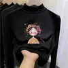 Camiseta térmica para niña con forro de polar, cuello semi-alto, camiseta gruesa, nuevo estilo otoño/invierno 2026, tejido cepillado, para niños de talla mediana y grande