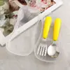 Aço inoxidável 304 Conjunto de talheres faca e garfo para crianças talheres de bebê portátil para atividades ao ar livre talheres para suplementos alimentares colher e garfo de treinamento para menores de 3 anos