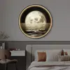 Estrellas y Mar Pintura Decorativa Redonda para Vestíbulo Pintura Iluminada con LED Estilo Lujo Ligero Pintura Colgante de Mesita de Noche Pintura de Pared de Fondo para Pasillo