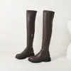 Botas largas de otoño e invierno para mujer de talla grande, tacón medio, punta redonda, suela gruesa, antideslizantes, cremallera lateral, tacón cuadrado, color liso, botas Martin transfronterizas Amazon