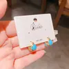 Popular Exquisito Retro Nuevo Estilo Chino Clips para Orejas Doble Cara Imitación Turquesa, Pendientes de Diseño Nicho de Gama Alta Estilo Coreano