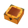 Caixa de Armazenamento Quadrada de Madeira com Imitação de Cobre Vintage Caixa de Armazenamento para Diversos de Mesa Objetos Pequenos Caixa de Armazenamento para Acessórios de Fuga Jóias