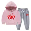 Conjunto de Suéter con Capucha para Niños Otoño e Invierno 2023 Estilo Occidental Nuevo para Niños Medianos y Grandes Ropa de Invierno Gruesa y Cálida con Forro de Felpa