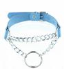 Moda Europea y Americana Transfronteriza Collar de Anillo de Cuero PU Cadena Punk Estilo Urbano Correa de Cuello con Anilla en O Joyería