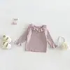 La nueva colección de invierno de Dianxi de tops dulces y sencillos con cuello para bebés y niños pequeños, suéteres cálidos y versátiles con volantes para niñas