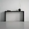Mesa de entrada minimalista de madera maciza montada en la pared estilo wabi-sabi, mesa estrecha de madera de fresno carbonizado de lujo ligero, mesa decorativa simple de madera natural
