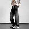 Calças Jeans de Seda Gelada para Homens, Calças Casuais de Verão Largas com Pernas Retas, Novo Estilo 2026, Calças Casuais Amplas e Fluidas para Estudantes