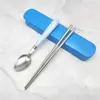 Conjunto Portátil de Talheres Aço Inoxidável Colher Hashi Garfo Doméstico Estudante Crianças Louça Simples Conjunto de Três Peças Transfronteiriço