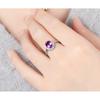Anillo de Plata con Amatista Natural para Mujer Púrpura Moda Personalizado Corazón Anillo de Plata Boca Viva