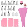 Conjunto de 21 Peças de Bicos de Confeitar, Bicos para Creme, Sacos de Confeitar, Espátulas para Creme, Ferramentas de Confeitaria para Decorar Bolo