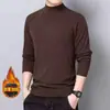 Camiseta de Manga Larga con Cuello Mock de Terciopelo Doble Cara para Hombre Adolescente, Forro Polar, Camiseta Base Engrosada, Ropa Interior, Cuello Medio, Ropa Interior Cálida