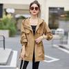 Jaqueta corta-vento de comprimento médio para mulheres, nova moda Primavera e Outono 2025, casual, moderna, versátil, jaqueta de trabalho