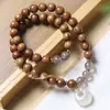 Pulsera Doble Círculo de Sándalo Xinshan Australiano 0.8 DIY Ágata Hebilla de Seguridad Pulsera de Cuentas Budistas para Hombres y Mujeres Venta al por Mayor