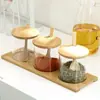 Caja de condimentos de vidrio, frasco de almacenamiento a prueba de humedad, recipiente de cocina para especias, pimienta en grano, granos, especias y glutamato monosódico, probado para resistencia a la humedad