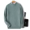 Suéter de Cachemira con Diamantes de Invierno para Hombre de Cuello Alto Medio Suéter Engrosado Suéter de Lana Tejido de Negocios para Jóvenes Camiseta Básica de Color Puro
