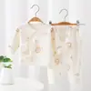 Conjunto de Ropa de Otoño para Bebé y Pantalones Largos Tipo Algodón Puro Ropa Interior para Recién Nacidos Abierto de Velcro Traje de Monje para Bebé Conjunto de Dos Piezas