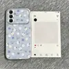 Capa com padrão floral branco em tela cheia adequada para Samsung S25FE 5G, capa macia, cobertura total, simples, moderna, personalizada, janela grande, anti-queda