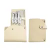 Set de Cortaúñas con Estuche de Cuero Giratorio, Herramientas de Uñas de 5 Piezas, Cortaúñas Planos, Set Grande de Herramientas de Manicura