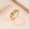 Anillo de cadena de cuentas retro estilo Ins sin decoloración titanio acero chapado en oro versión coreana diseño simple de nicho venta al por mayor