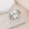 Anillo Giratorio de Acero de Titanio Texturizado con Símbolo en Plata, Estilo Unisex, No se Desvanece, Adecuado para Estudiantes y Personas que Viajan Diariamente
