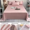 Juego de Sábanas de Tencel de Verano Pieza Única Color Sólido Individual/Doble Dormitorio Cubierta para Dormir de Seda Helada Colcha con Sensación Fresca Funda de Almohada Juego de Tres Piezas
