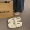 Zapatos individuales de felpa esponjosa para mujer, zapatos de nieve suaves para exteriores de invierno 2026, zapatos de algodón cálido de felpa para la brisa nocturna