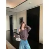 Diseño Francés Nicho Chic Camiseta de Manga Larga para Mujer Holgada Estilo Coreano Hombros Descubiertos Top de Punto