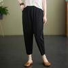 Pantalones Harem de Pierna Ancha de Seda de Hielo Pantalones Casuales para Mujer Talla Grande Sueltos 2025 Verano Nuevo Color Sólido Moda Adelgazantes Pantalones Recortados