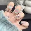 Venta Directa Personalizada de Fábrica Uñas Cortas, Medias y Largas para Manicura, Uñas Portátiles de Fototerapia Hechas a Mano, Pegatinas para Uñas, Estilo de Lujo Accesible 24 Piezas